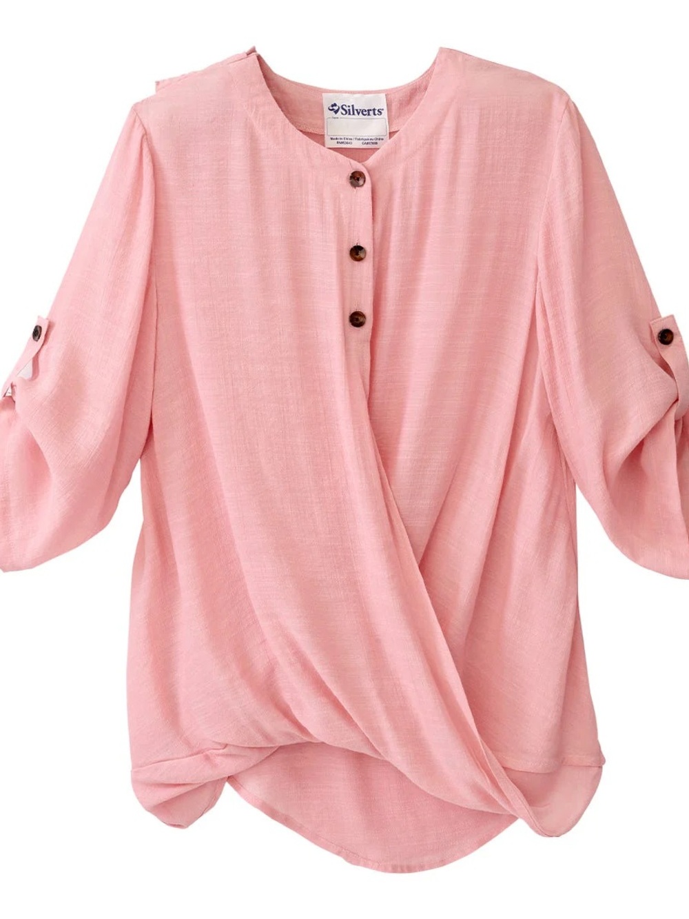 Silverts Adaptive Open Back Henley Pink Top XL
